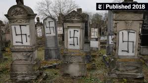Jewish gravestones defaced with swastikas