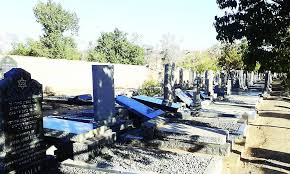 A neglected Jewish cemetery with broken graves